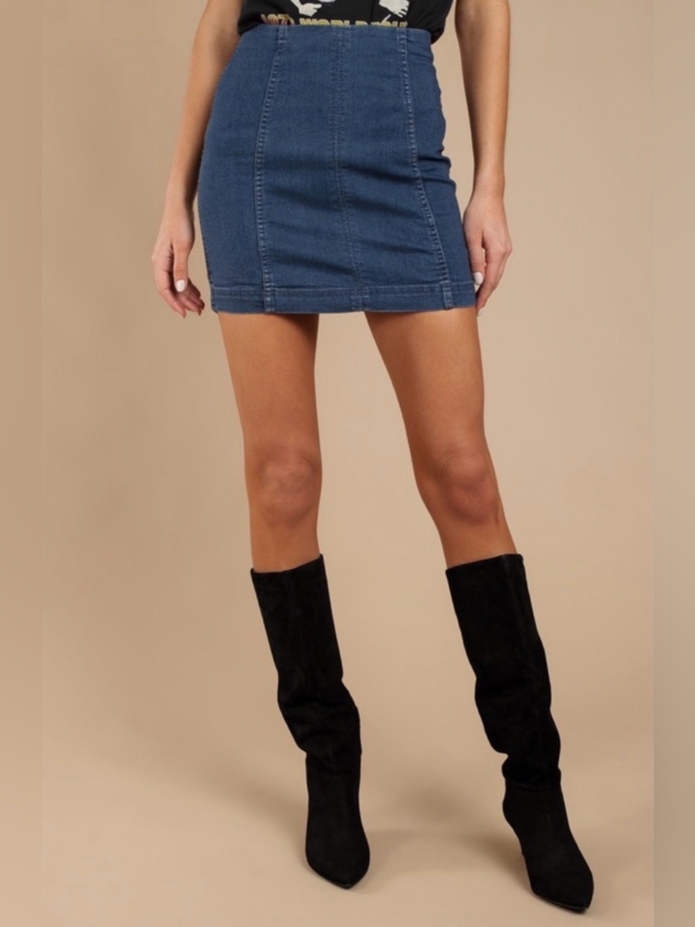 Free People Modern Femme Dark Wash Denim Mini Skirt